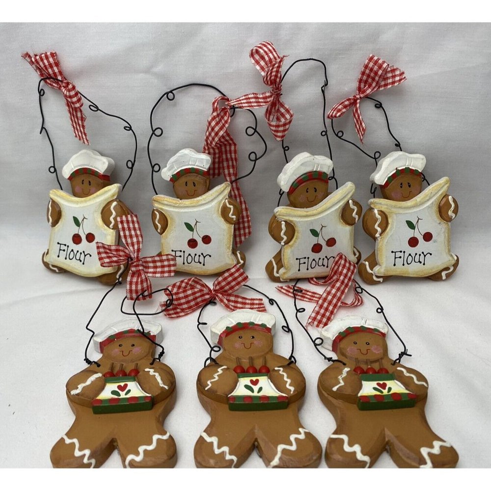 Kurt Adler Hand Painted Gingerbread Christmas Ornament Bakers Baking Lot (7) - Picture 1 of 7